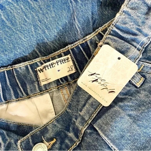 NWT Free People Marx Slouchy Cargo Jeans Pants Utility Wide Leg in Blue 28 - Picture 3 of 14